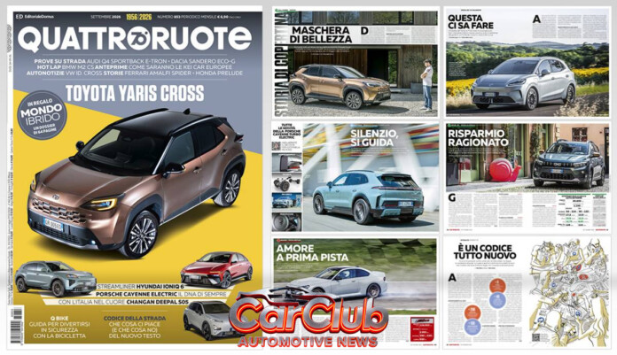 Quattroruote, сентябрь 2026: Toyota Yaris Cross на обложке, реформа дорожного кодекса Италии и большой гид по гибридам