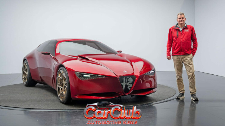 Alfa Romeo Cuorerosso рядом с дизайнером, вид спереди