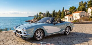 Mitsuoka LA1 светло-голубого цвета, вид спереди
